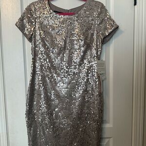 Jones New York Silver Sequin Mini Dress